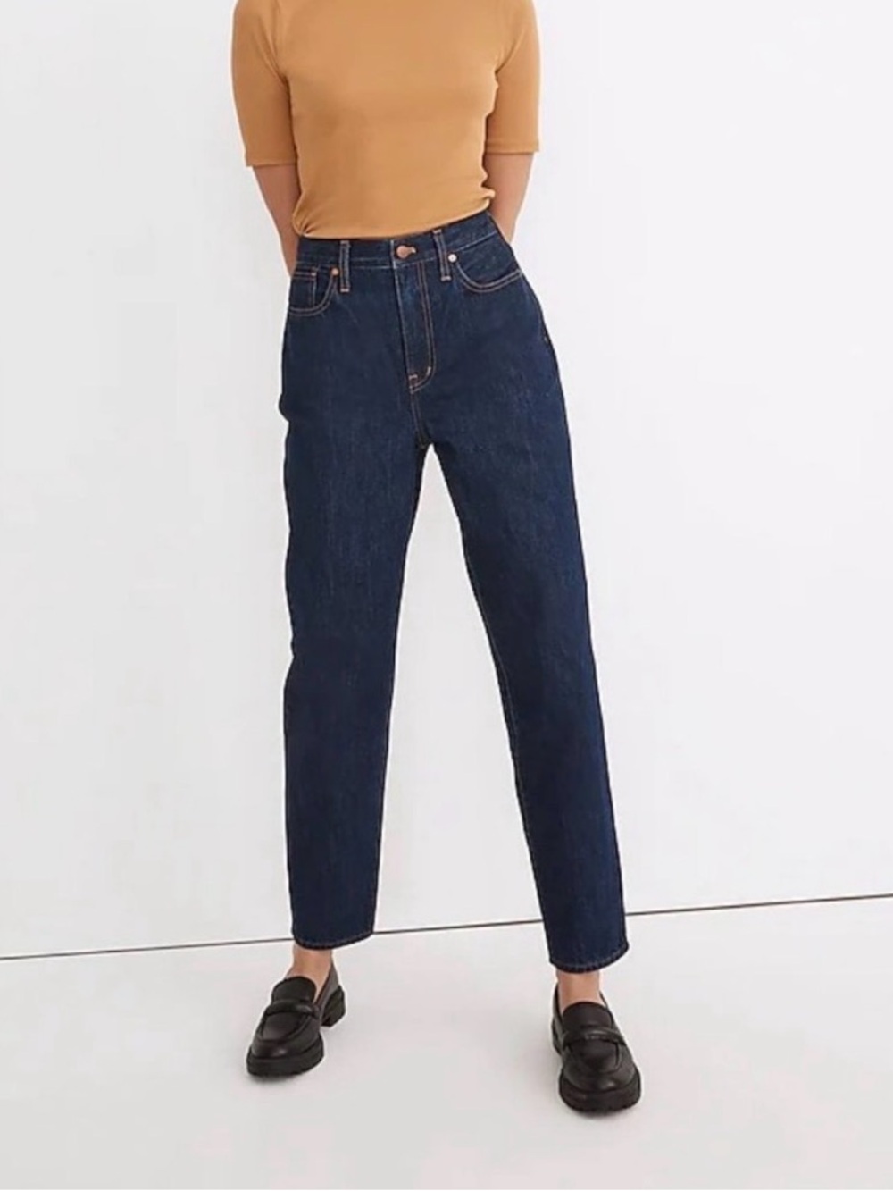 Madewell Dark Blue High-Rise Straight Jeans